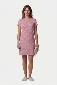 Sweet Dreams Floral Printed Short Nightdress - Dusty Red — thumbnail 1